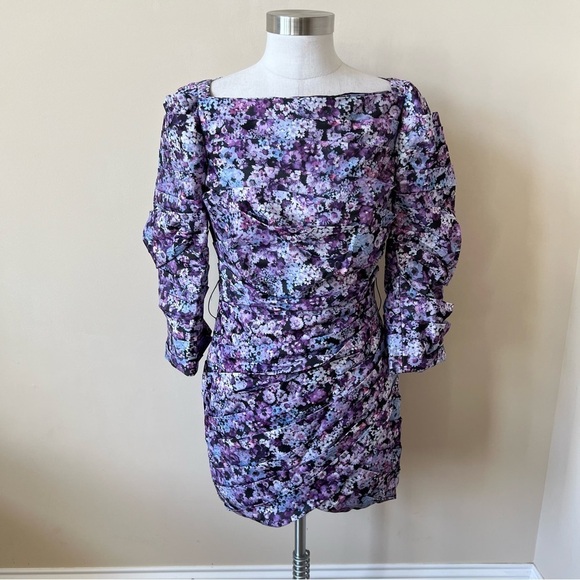 New! ASOS Design Pleated Sqaure Neck gathered Mini Dress 13779 - Picture 4 of 16